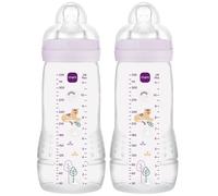 MAM Easy Active Bottles, 2X 330ml, Easy-Grip Ergonomic Shape, Pink