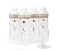 MAM Easy Active Bottles, 4X 330ml, Easy-Grip Ergonomic Shape, Stone