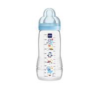 MAM Easy Active Drinking Bottle (330 ml) With SkinSoft Silicone Teat Size 2, Ergonomic Shape for Babies 4+ Months, Space, Pack of 1