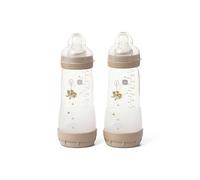 MAM Easy Start Anti-Colic Baby Bottles | 2 Pack (2 x 320ml) | Self-Sterlising | Fast Flow MAM Teats Size 3 | Baby Accessories | Linen (Various Designs)