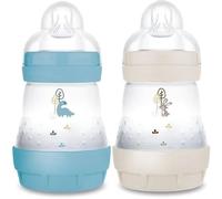 MAM Easy Start Anti-Colic Baby Bottle, 0+ Months, Slow Flow (2 x 160 ml) Ocean + Sand - Bottle to Reduce Colic and Baby Discomfort - Baby Bottle Suitable for Breastfeeding