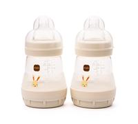 MAM Easy Start Anti-Colic Baby Bottles | 2 Pack (2 x 160ml) | Self-Sterilising Baby Milk Bottle | Slow Flow MAM Teats Size 1 | Newborn Essentials | Shell (Various Designs) | Light Nude Pink