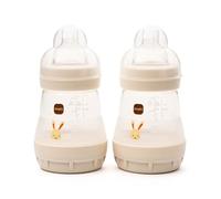MAM Easy Start Anti-Colic Baby Bottles | 2 Pack (2 x 160ml) | Self-Sterlising Baby Milk Bottle | Slow Flow MAM Teats Size 1 | Newborn Essentials | Shell (Various Designs) | Linen