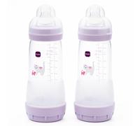 MAM Easy Start Anti-Colic Baby Bottles | 2 Pack (2 x 320ml) | Self-Sterlising | Fast Flow MAM Teats Size 3 | Baby Accessories | Iris (Various Designs)