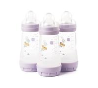 MAM Easy Start Anti-Colic Baby Bottles | 3 Pack (3 x 260) | Self-Sterlising Baby Milk Bottle | Medium Flow MAM Teats Size 2 | Newborn Essentials | Pink (Various Designs)