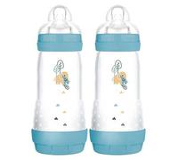 Easy Start Anti-Colic 320ML Bottle - 2PK Blue (2 x 320 ml), Fast Flow MAM Teats Size 3, Reduced Colic Baby Bottle,