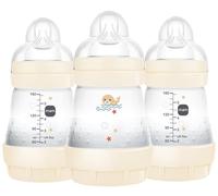 MAM Easy Start Anti-Colic Bottle, 5 oz (3-Count), Newborn Essentials, Slow Flow Bottles with Silicone Nipple, Unisex Baby Bottles, White