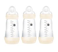 MAM Easy Start Anti-Colic Bottle, 9 oz (3-Count), Baby Essentials, Medium Flow Bottles with Silicone Nipple, Unisex Baby Bottles, White
