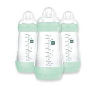 MAM Easy Start Anti-Colic Bottle 9 oz (3-Count), Baby Essentials, Medium Flow Bottles with Silicone Nipple, Baby Bottles for Baby Boy, Designs May Vary