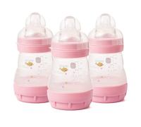 MAM Easy Start Anti-Colic Bottle| 3 x160ml, Self-Sterilising, Pink | Baby Milk Bottle with Slow Flow MAM Teats Size 1, Newborn Essentials, Designs Vary