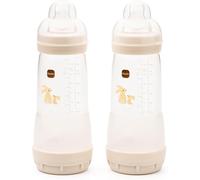 MAM Easy Start Anti-Colic Baby Bottles | 2 Pack (2 x 320ml) | Self-Sterlising | Fast Flow MAM Teats Size 3 | Baby Accessories | Linen (Various Designs)