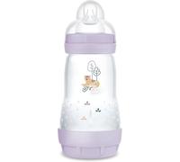 MAM Easy Start Baby Bottle for Babies from 2-4 Months, 260 ml with Flow 2 Teat for 2+ Months, Made of SkinSoft Silicone, Organic Circular, Purple