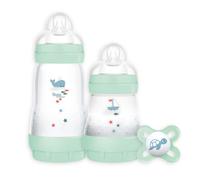 MAM Easy Start Colours of Nature Starter Self Sterilising Anti Colic Starter Set (Racoon), Non-Shiny Matt Finish Newborn Bottle Set and Soot