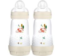MAM Easy Start Colours of Nature Self Sterilising Anti-Colic Baby Bottle (2 x 260 ml Foxes), Medium Flow MAM Teats Size 2, Reduced Colic Baby Bottle
