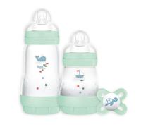 MAM Easy Start Colours of Nature Starter Self Sterilising Anti Colic Starter Set, Non-Shiny Matt Finish Newborn Bottle Set and Soother, Newborn