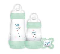 MAM Easy Start Colours of Nature Starter Self Sterilising Anti Colic Starter Set (Racoon), Non-Shiny Matt Finish Newborn Bottle Set and Soot