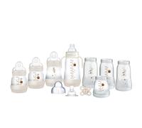 MAM Easy Start Self Sterilising Anti Colic Starter Set, Newborn Bottle Set and Soother, Newborn Essentials, White (Designs May Vary)