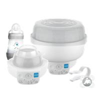 MAM Electric Steriliser & Express Bottle Warmer | 6 Functions | Comes with 1x 160ml Easy Start Anti-Colic Bottle and 1x Soother 0-2 Months (Various Designs) | Baby Accessories