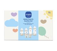 MAM Feed & Soothe Set | Anti-Colic Newborn Feeding Bottles x4 and Soothers x2 | Suitable from 0+ Months | Baby Accessories | Unisex (Various Designs)