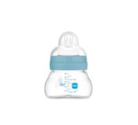 MAM Feel Good A156 Glass Bottle with Patented SkinSoftTM Silicone Ultra Soft Silicone for Babies 0 Months + 90 ml Blue
