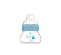 MAM Feel Good A156 Glass Bottle with Patented SkinSoftTM Silicone Ultra Soft Silicone for Babies 0 Months + 90 ml Blue