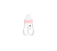MAM Feel Good A160 Premium Glass Bottle with Teat 1 Patented SkinSoftTM Ultra Soft Silicone for Babies 0 Months + 170 ml Pink