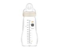 MAM Feel Good A164 Glass Bottle with Patented SkinSoftTM Silicone Teat 2 Ultra Soft Silicone, for Babies from 0 Months, 260 ml