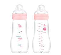 MAM Feel Good Glass Bottle 260 ml Glass Bottle Twin Pack for Girls