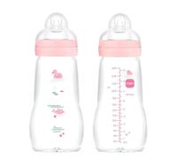 MAM Feel Good Glass Bottle 260 ml Glass Bottle Twin Pack for Girls