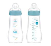 MAM Feel Good Glass Bottle Neutral 260ml Silicone Teat 0+ Pack of 2