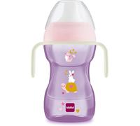 MAM Fun to Drink Cup & Glow Handles | Spill-Free Sippy Cup for Toddlers | Non-Slip Handles | Encourages Independent Drinking | Pink (Various Designs)