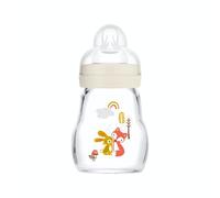 MAM Glass Baby Bottle 0 months + 1 serving "Rabbit/Fox" - Beige 170 ml