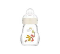 MAM Glass Baby Bottle 0 months + 1 serving "Rabbit/Fox" - Beige 170 ml