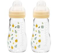 MAM Glass Bottle, 2X 260ml, with SkinSoft Silicone Teat, Unisex