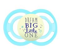 MAM Glow in The Dark Pacifier, 6 Months, Extra Thin and Flexible Silicone Teat Easy Acceptance, with Self-Sterilizing Box, MAM Perfect, Bright Blue, Pack 1 pc