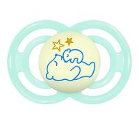 MAM Glow in The Dark Pacifier, from 16 Months, Extra Thin and Flexible Silicone Teat Easy Acceptance, with Self-Sterilizing Box, MAM Perfect, Bright Blue, Pack 1pc