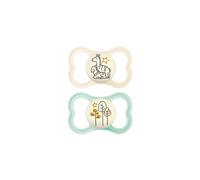 MAM Latex Air Night Soothers 6+ Months - Glow in The Dark - Steriliser Case