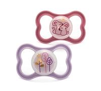 MAM Latex Air Night Soothers | 16 Plus Months | Glow in the Dark Dummies | Comes in Dummy Steriliser Case | Baby Accessories | Pink (Various Designs)