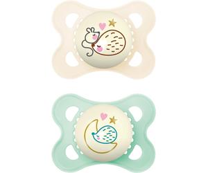 MAM Latex Original Night Soothers | 0-6 Months | Glow in the Dark Dummies | Com