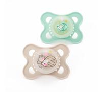 MAM Latex Original Night Soothers | 0-6 Months | Glow in the Dark Dummies | Comes in Dummy Steriliser Case | Baby Accessories for Newborn | Green/Cream (Various Designs)