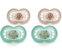 MAM Latex Original Night Soothers | 18-36 Months | Glow in The Dark Dummies | Comes in Dummy Steriliser Case | Baby Accessories | Blue/Cream (Various Designs) (Pack of 2)