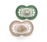 MAM Latex Original Night Soothers | 6 Plus Months | Glow in The Dark Dummies | Comes in Dummy Steriliser Case | Baby Accessories | Green/Cream (Various Designs)