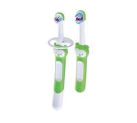 Mam Learn to Brush Set, Children's Teeth Toothbrush with Long Handle, Teeth Toothbrush for Oral Hygiene in Autonomy, Soft Toothbrushes for 5+ Months, Green - 60g