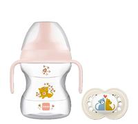 MAM Learn to Drink Cup | Comes with Bottle Handles and MAM Dummy | 190ml | Suitable for 6+ Months | Removable Valve for Controlled Drinking | Baby Accessories | Pink (Various Designs)