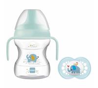MAM Learn to Drink Baby Cup | Comes with Bottle Handles Dummy | 190ml | Suitable for 6+ Months | | Baby Accessories | Blue (Various Designs)