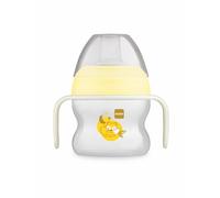 MAM Learning Cup, from 4 Months, 150 ml, Baby's First Cup, Asymmetric Spill Proof Silicone Easy Acceptance, with Glow-in-The-Dark Handles, Neutral Pack of 1