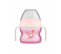 MAM Learning Cup, from 4 Months, 150 ml, Baby's First Cup, Asymmetric Spill Proof Silicone Easy Acceptance Spout, with Glow-in-The-Dark Handles, Pink, Pack of 1