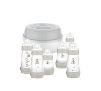MAM Microwave Steam Steriliser & Easy Start Baby Bottle Set, One Colour One Colour