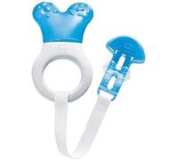 MAM Mini Cooler & Clip | Teething Toy with Water-Filled Cooling Element | Suitable from Birth to 3 Years | Relief for Painful and Sensitive Gums | Easy-to-Hold Handle | Blue