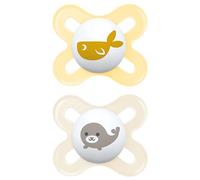 MAM Natural Rubber Latex Pacifier, Newborn, 0-2 Months, with Symmetrical, Flat and Flexible Teat, with Self-Sterilizing Box, MAM Original, Bright Neutral, Pack of 2